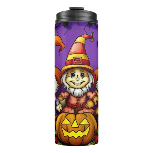 Spooky maar Schattig Happy Skeleton Gnomen Thermosbeker (Voorkant)