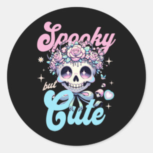 Spooky maar Schattigee schedelbloemen Halloween pa Ronde Sticker