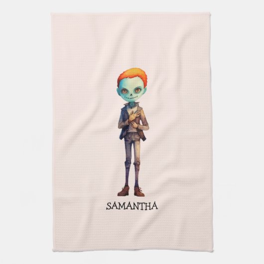 Spooky Maar Schattigee Zombie Kind - Schattige Mac Theedoek (Verticaal)