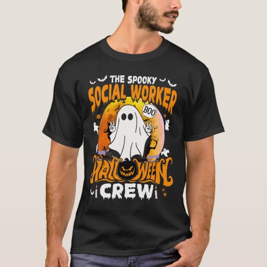 Spooky maatschappelijk werker Halloween Crew T-shirt (Voorkant)