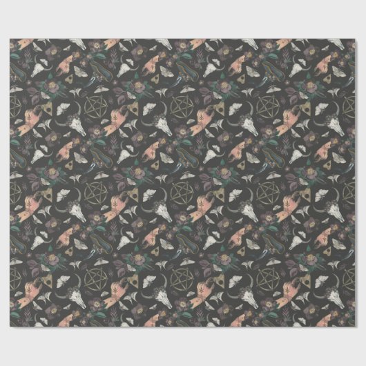 Spooky Magical Witch Pattern Cadeaupapier (Vlak)