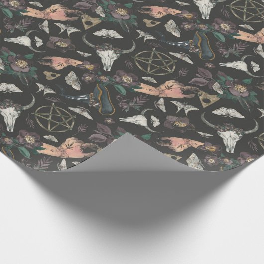 Spooky Magical Witch Pattern Cadeaupapier (Hoek)