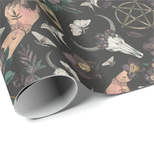Spooky Magical Witch Pattern Cadeaupapier (Rol Hoek)