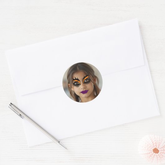 Spooky Makeup Ronde Sticker (Envelop)