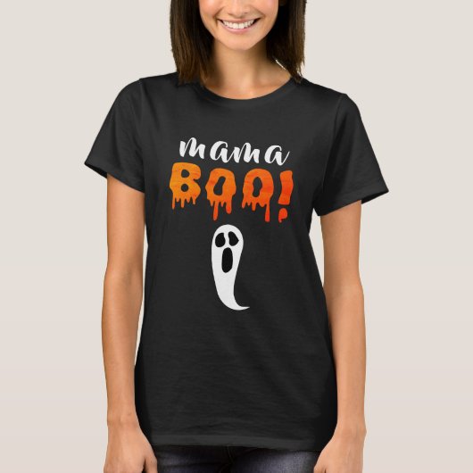 Spooky mama Boo Oranje Halloween Familie T-shirt (Voorkant)