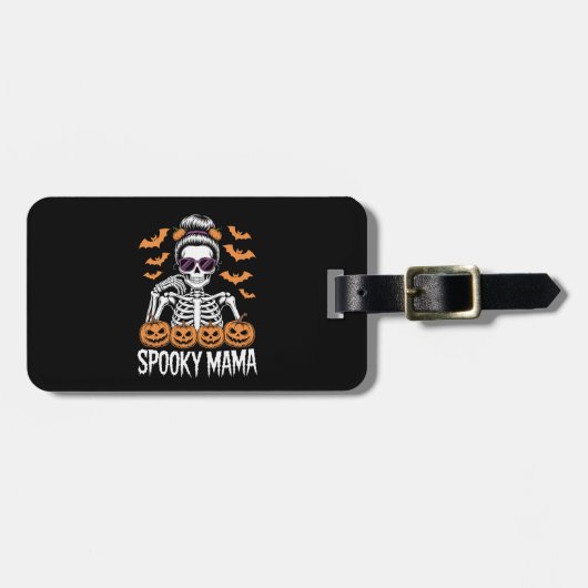 Spooky Mama Cool Halloween Skeleton Bagagelabel (Voorkant horizontaal)
