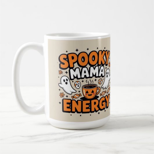 Spooky mama energy cute Halloween ghost Koffiemok (Links)