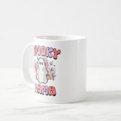 Spooky Mama Funny Halloween Ghost Koffiemok (Voorkant links)