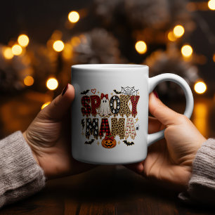 Spooky Mama Halloween Luipaardprint gemengd Koffiemok