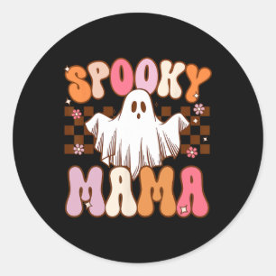 Spooky Mama Halloween Moeder Ghost Kostuum Retro G Ronde Sticker