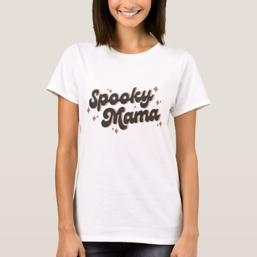 Spooky Mama Halloween Retro Tekstontwerp T-shirt (Voorkant)