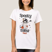 Spooky Mama Halloween - Schattigee geest, kat en p T-shirt (Voorkant)
