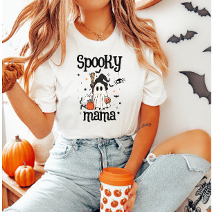 Spooky Mama Halloween - Schattigee geest, kat en p T-shirt