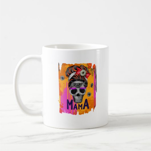 Spooky Mama – Messy Bun Skull Koffiemok (Links)