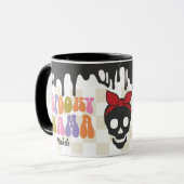 Spooky MAMA Skull met rode bandana gepersonaliseer Mok (Voorkant links)