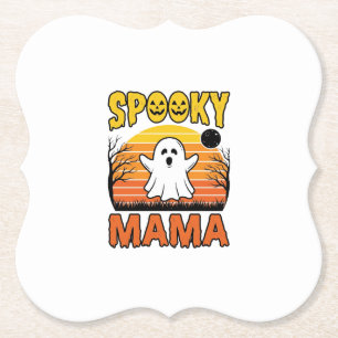 Spooky Mama Vintage Geest Halloween Shirt Ontwerp_ Kartonnen Onderzetters