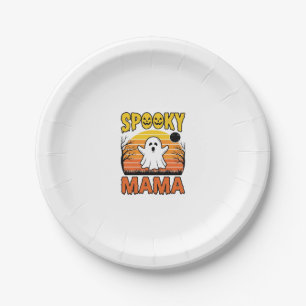 Spooky Mama Vintage Geest Halloween Shirt Ontwerp_ Papieren Bordje