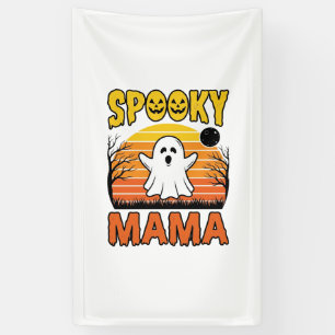 Spooky Mama Vintage Geest Halloween Shirt Ontwerp_ Spandoek