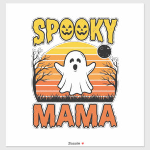 Spooky Mama Vintage Geest Halloween Shirt Ontwerp_ Sticker
