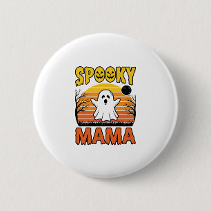 Spooky Mama Vintage Geest Halloween T-shirt Ontwer Ronde Button 5,7 Cm