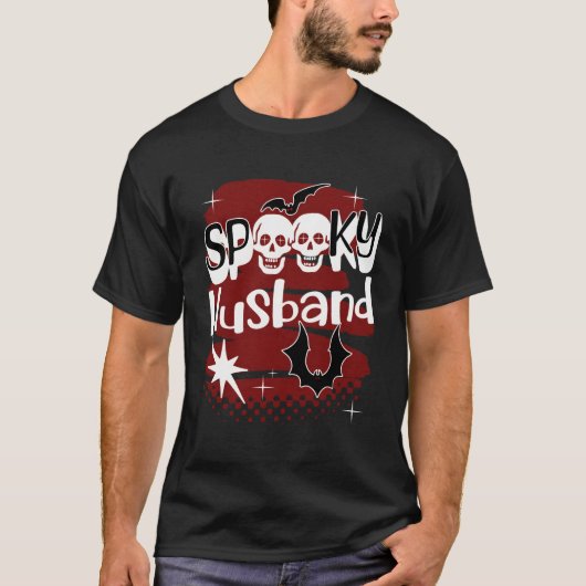 Spooky man Halloween enge vleermuizen en schedels T-shirt (Voorkant)