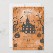 Spooky Mansion Halloween Birthday Party Invitation Kaart (Voorkant)