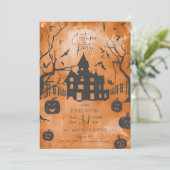 Spooky Mansion Halloween Costume Party Kaart (Staand voorkant)