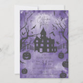 Spooky Mansion Halloween Costume Party Paars Kaart (Voorkant)