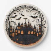 Spooky Mansion Halloween papieren Borden Papieren Bordje (Voorkant)