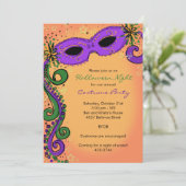 Spooky Mardi Gras Uitnodiging voor Halloween Party (Staand voorkant)