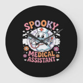 Spooky medische assistent Schattige Halloween Esse Grote Klok (Voorkant)