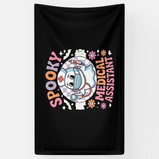 Spooky medische assistent Schattige Halloween Esse Spandoek (Verticaal)