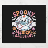 Spooky medische assistent Schattige Halloween Esse Sparkling Wijnetiket (Enkel label)