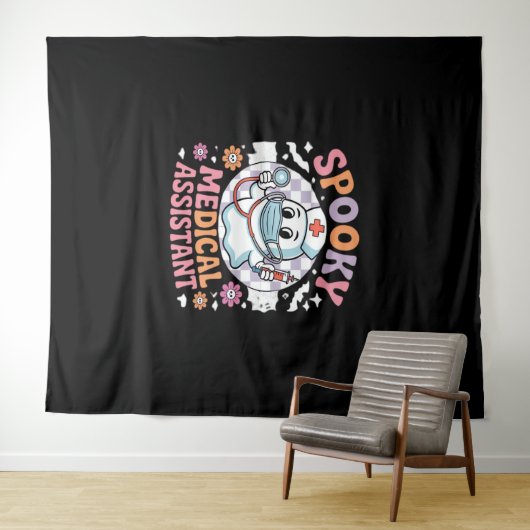Spooky medische assistent Schattige Halloween Esse Wandkleed (In Situ (horizontaal))