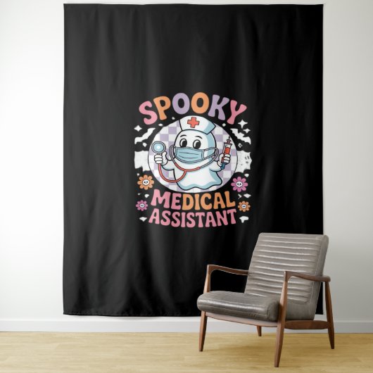 Spooky medische assistent Schattige Halloween Esse Wandkleed (In situ)