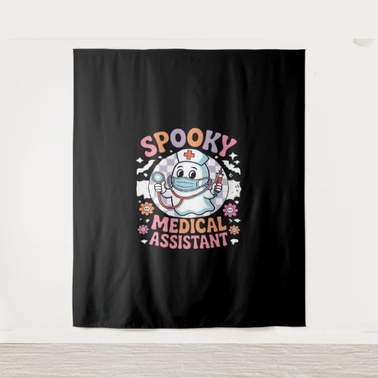 Spooky medische assistent Schattige Halloween Esse Wandkleed (Voorkant)