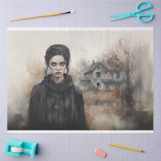 Spooky Meisje 1 Decoupage Papier (Craft)