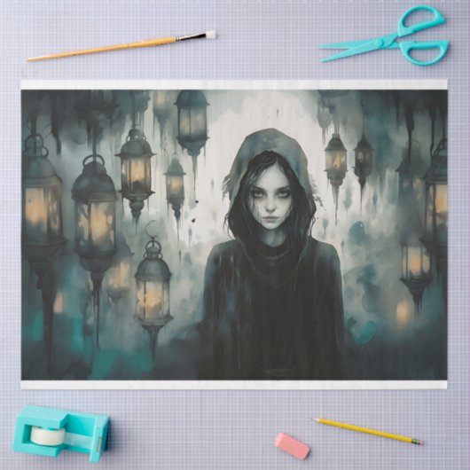 Spooky Meisje 2 Decoupage Papier (Craft)