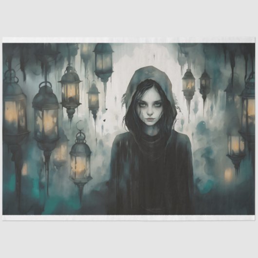 Spooky Meisje 2 Decoupage Papier (Voorkant)