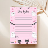 Spooky Meisje Halloween Tijd Capsule Nota puinhoop Bedankkaart