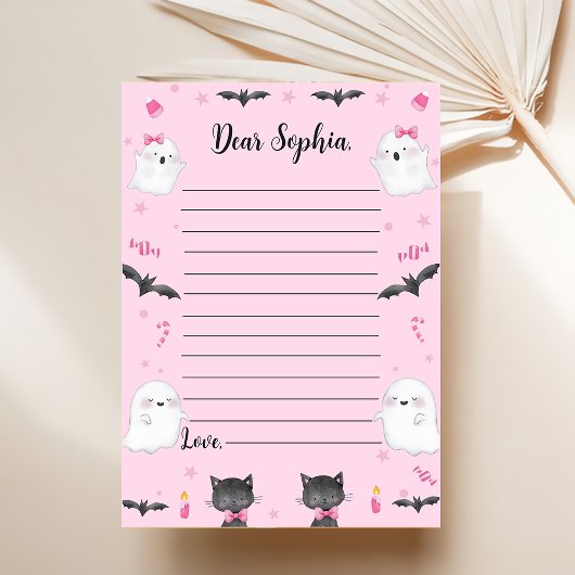 Spooky Meisje Halloween Tijd Capsule Nota puinhoop Bedankkaart