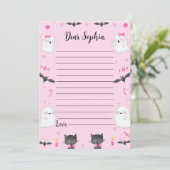 Spooky Meisje Halloween Tijd Capsule Nota puinhoop Bedankkaart (Staand voorkant)