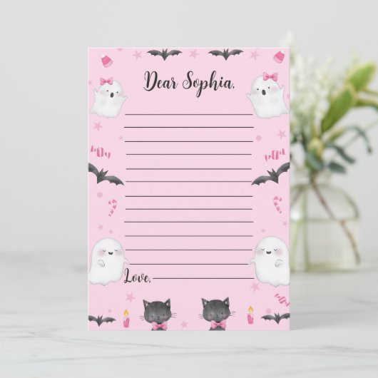 Spooky Meisje Halloween Tijd Capsule Nota puinhoop Bedankkaart (Staand voorkant)