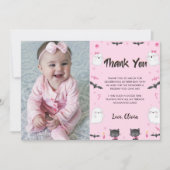 Spooky Meisje Halloween Verjaardagsfeestfoto Bedankkaart (Voorkant)