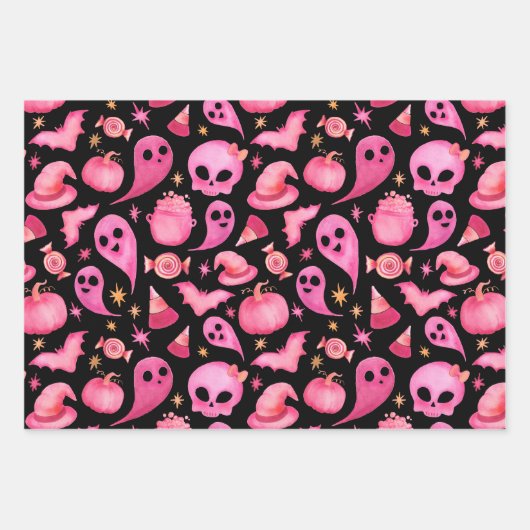 Spooky Meisje Halloween Verjaardagsfeestgeschenk W Inpakpapier Vel (Voorkant 3)