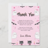 Spooky Meisje Halloween Verjaardagsfeestje Bedankkaart (Voorkant)