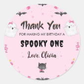 Spooky Meisje Halloween Verjaardagsfeestje Ronde Sticker (Voorkant)