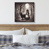 Spooky Meisje Met Geit Zwart Phillip Haunted Fores Canvas Afdruk (Insitu (Slaapkamer))