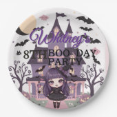 Spooky meisje Paarse verjaardagsfeestje Papieren Bordje (Voorkant)