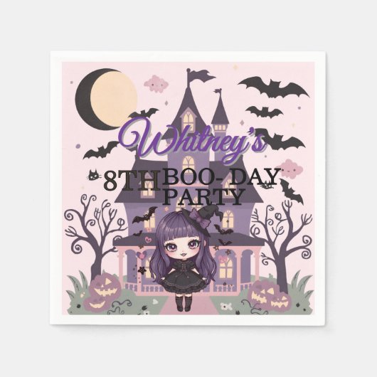 Spooky meisje Paarse verjaardagsfeestje Servet (Voorkant)